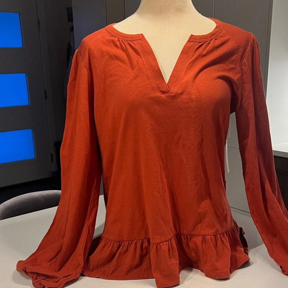 NWT $68 Anthropologie Maeve Annetta Long Sleeve Top - Picture 2 of 9